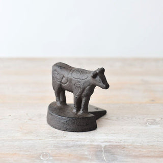 Cast Iron Cow Door Wedge | Rustic Metal Iron Cow Door Stop Wedge - 9x8cm