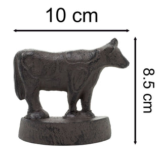 Cast Iron Cow Door Wedge | Rustic Metal Iron Cow Door Stop Wedge - 9x8cm