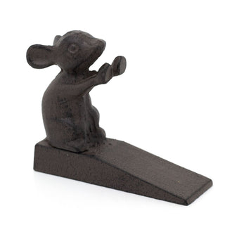 Cast Iron Mouse Door Wedge | Rustic Metal Iron Mouse Door Stop - 13x11cm