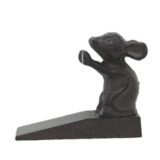Cast Iron Mouse Door Wedge | Rustic Metal Iron Mouse Door Stop - 13x11cm