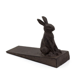 Cast Iron Rabbit Door Wedge | Rustic Metal Iron Hare Door Stop Wedge - 13x9cm