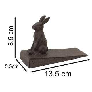 Cast Iron Rabbit Door Wedge | Rustic Metal Iron Hare Door Stop Wedge - 13x9cm