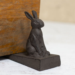 Cast Iron Rabbit Door Wedge | Rustic Metal Iron Hare Door Stop Wedge - 13x9cm