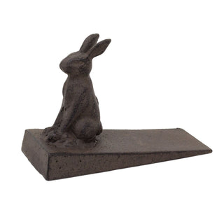 Cast Iron Rabbit Door Wedge | Rustic Metal Iron Hare Door Stop Wedge - 13x9cm