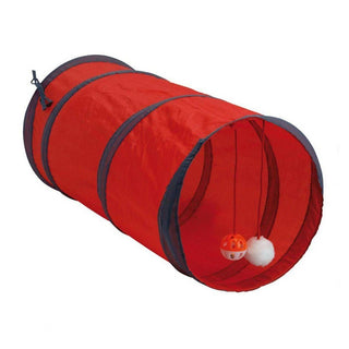 Cat Play Tunnel Channel With Hanging Toys | Collapsible Play Tunnel For Cats And Kittens | Interactive Pet Playground Tunnel - Colour Varies One Supplied