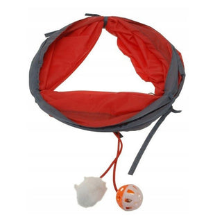 Cat Play Tunnel Channel With Hanging Toys | Collapsible Play Tunnel For Cats And Kittens | Interactive Pet Playground Tunnel - Colour Varies One Supplied