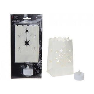 Snow White Paper Candle Bag LED Tealight Lantern Holder ~ Design Vary