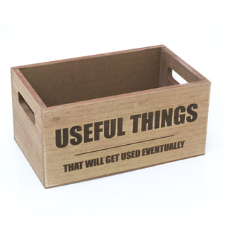 Useful Things Wooden Crate Hamper | Decorative Storage Crate With Handles | Bits And Bobs Storage Crate