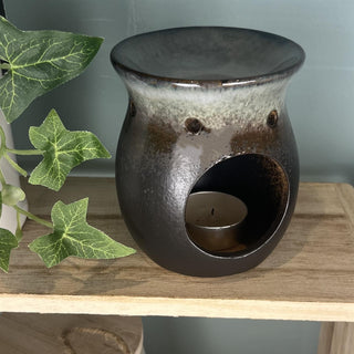 Grey Ombre Glaze Tea Light Essential Oil Burner | Ceramic Wax Melt Burner