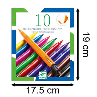 Djeco DJ08800 - 10 Felt Tip Brush Pens | Double Felt Tip Pens For Kids - Classic