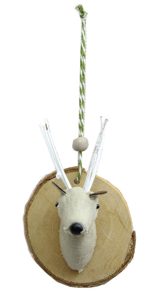 Fabric Deer Stag Head Plaque Christmas Tree Hanging Decoration - Design may vary