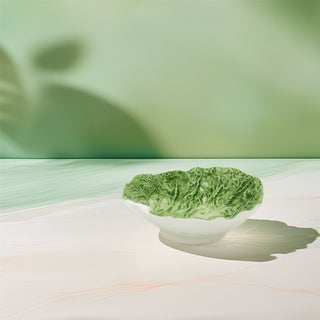 Ceramic Cabbage Leaf Dish | Green Leaf Serving Bowl for Snacks & Nibbles - 15cm