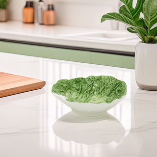 Ceramic Cabbage Leaf Dish | Green Leaf Serving Bowl for Snacks & Nibbles - 15cm