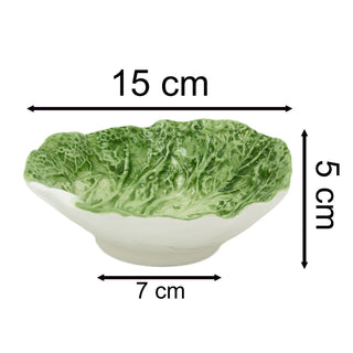 Ceramic Cabbage Leaf Dish | Green Leaf Serving Bowl for Snacks & Nibbles - 15cm