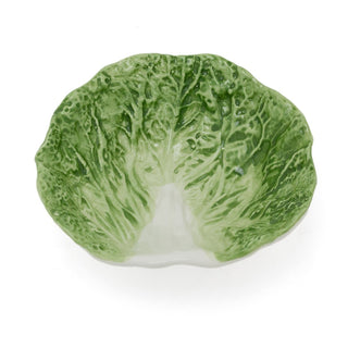 Ceramic Cabbage Leaf Dish | Green Leaf Serving Bowl for Snacks & Nibbles - 15cm
