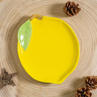 Ceramic Citrus Trinket Dish | Fruit Shaped Vanity Dish Trinket Tray - Lemon