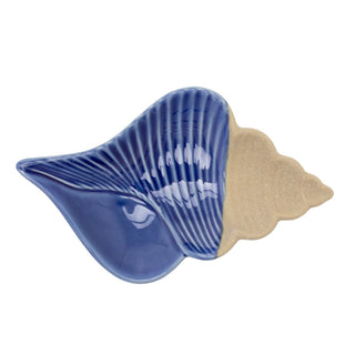 Ceramic Conch Shell Trinket Dish | Blue Nautical Jewellery Dish & Key Tray 19cm