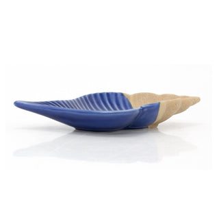 Ceramic Conch Shell Trinket Dish | Blue Nautical Jewellery Dish & Key Tray 19cm