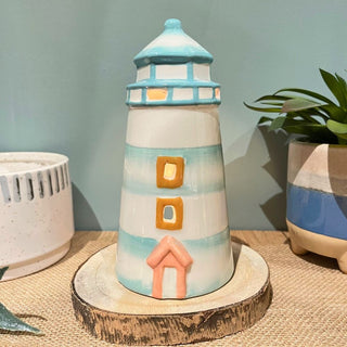 Ceramic Lighthouse Tealight Holder | Nautical Candle Holder for Coastal Decor