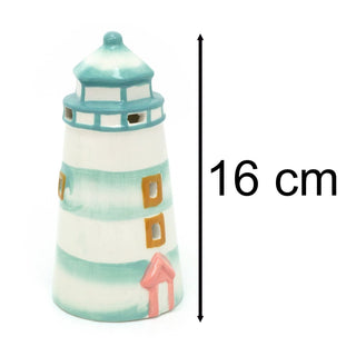 Ceramic Lighthouse Tealight Holder | Nautical Candle Holder for Coastal Decor