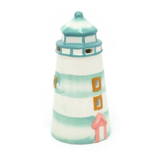 Ceramic Lighthouse Tealight Holder | Nautical Candle Holder for Coastal Decor
