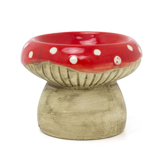 Ceramic Toadstool Oil Burner | Rustic Mushroom Tea Light Wax Melt Burner - 9.5cm
