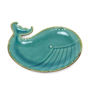 Ceramic Whale Trinket Dish | Nautical Teal Blue Whale Jewellery Tray - 21cm