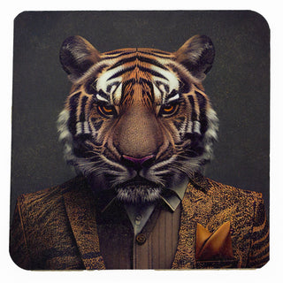 Set of 6 Jungle Animal Head Coasters | Safari Cork Backed Coaster Set - 10cm