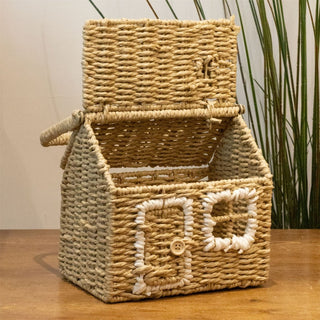 Charming House - Shaped Wicker Storage Basket | Home Storage Solution - 20x36cm