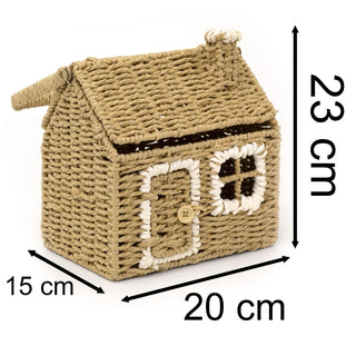 Charming House - Shaped Wicker Storage Basket | Home Storage Solution - 20x36cm