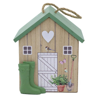 Charming Wooden Shed Doorstop | Cute Wood Door Stop with Jute Handle - 18x15cm