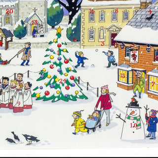 Christmas in the Village - Christmas Advent Calendar Greetings Card & Envelope