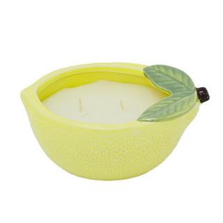 Citrus Zest Lemon Scented Candle in Fruit Bowl | 2 - Wick Candle & Holder - 13cm