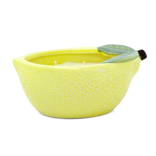 Citrus Zest Lemon Scented Candle in Fruit Bowl | 2 - Wick Candle & Holder - 13cm