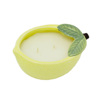 Citrus Zest Lemon Scented Candle in Fruit Bowl | 2 - Wick Candle & Holder - 13cm