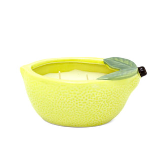 Citrus Zest Lemon Scented Candle in Fruit Bowl | 2 - Wick Candle & Holder - 13cm