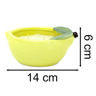 Citrus Zest Lemon Scented Candle in Fruit Bowl | 2 - Wick Candle & Holder - 13cm