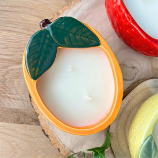 Citrus Zest Orange Scented Candle in Fruit Bowl | 2 - Wick Candle & Holder - 13cm