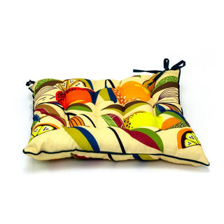 Citrus Zest Seat Pad | Indoor Outdoor Square Chair Seat Cushions With Ties