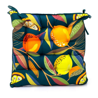 Citrus Zest Seat Pad | Indoor Outdoor Square Chair Seat Cushions With Ties