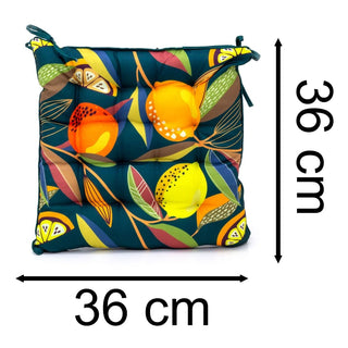 Citrus Zest Seat Pad | Indoor Outdoor Square Chair Seat Cushions With Ties
