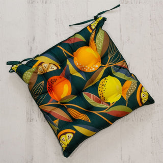 Citrus Zest Seat Pad | Indoor Outdoor Square Chair Seat Cushions With Ties