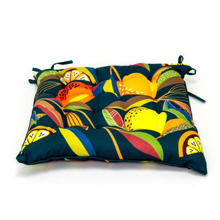 Citrus Zest Seat Pad | Indoor Outdoor Square Chair Seat Cushions With Ties