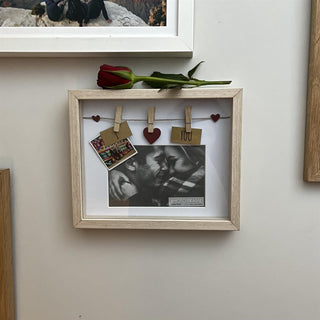 Clothes Line Wooden Box Frame With Pegs For 6 X 4 Photo - I Love You