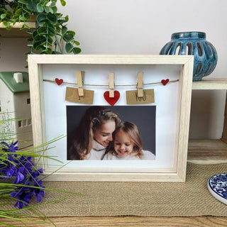 Clothes Line Wooden Box Frame With Pegs For 6 X 4 Photo - I Love You