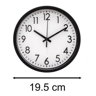 Contemporary Black Wall Clock | Round Wall Mounted Clock For Living Room 19.5cm