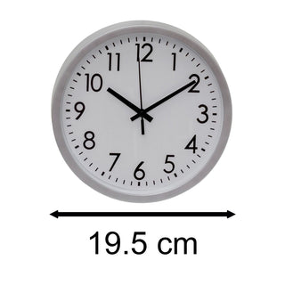 Contemporary Grey Wall Clock | Round Wall Mounted Clock For Living Room 19.5cm