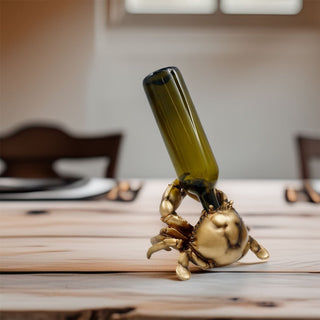Crab Wine Bottle Holder | Gold Resin Nautical Wine Bottle Holder - 20x15cm