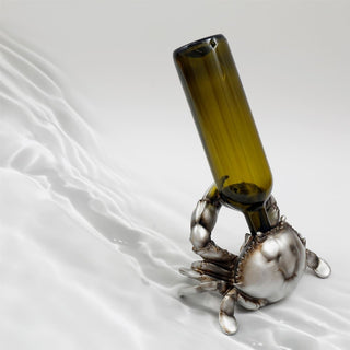 Crab Wine Bottle Holder | Silver Resin Nautical Wine Bottle Holder - 20x15cm