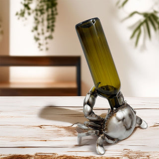 Crab Wine Bottle Holder | Silver Resin Nautical Wine Bottle Holder - 20x15cm
